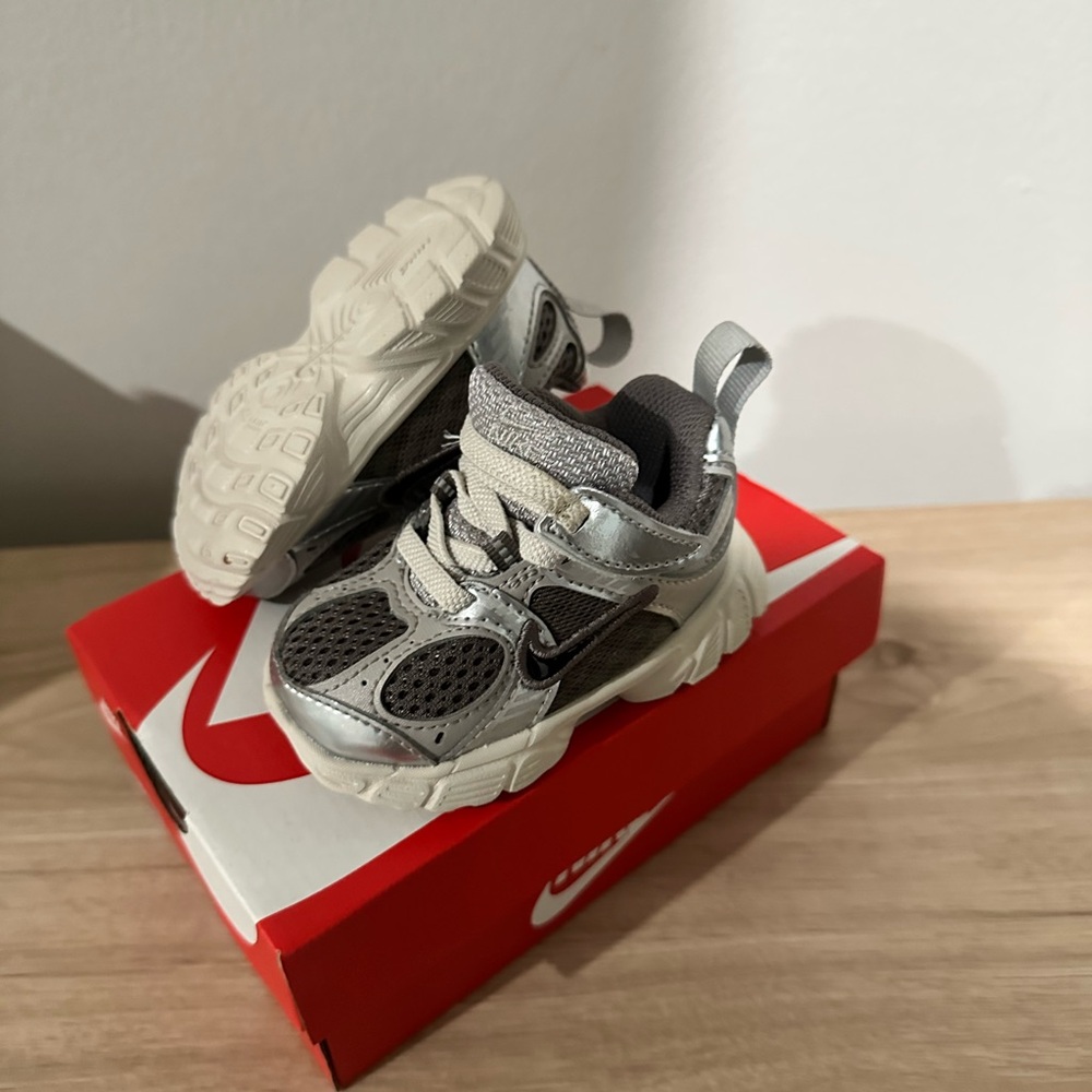 Nike Kids Silver and Dark Gray Athletic Sneakers
